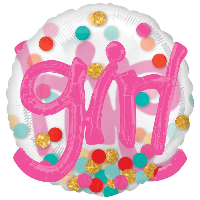 Its A Girl Confetti Dots Speciality Balloon