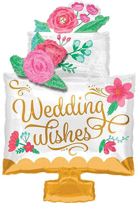 Wedding Wishes Cake Supershape Foil Balloon