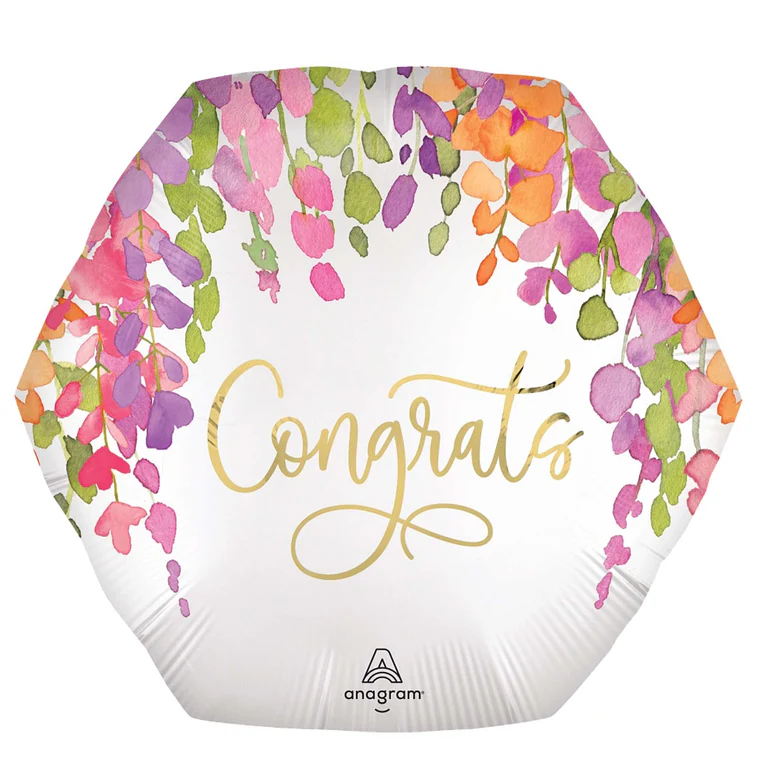 Congrats Romatic Floral Satin Large Foil Balloons 23Inch