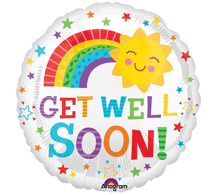 Get Well Happy Sun Foil Balloon 18In