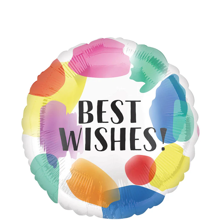 Best Wishes Painted Swoosh Foil Balloon 18In