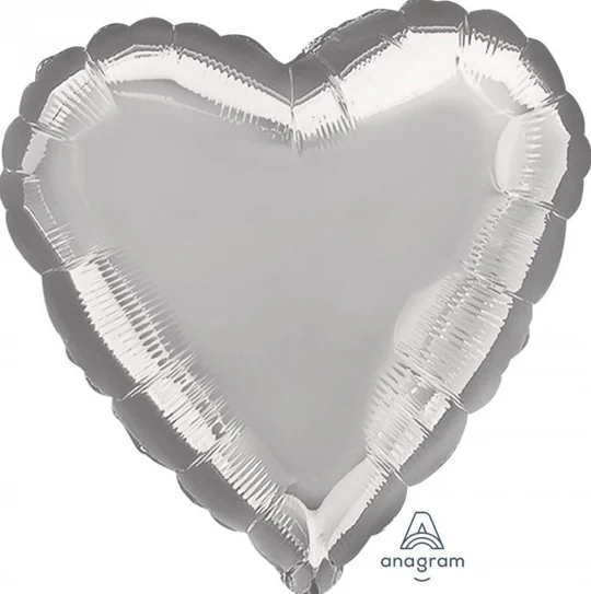 Metallic Silver Heart Foil Balloon 18In