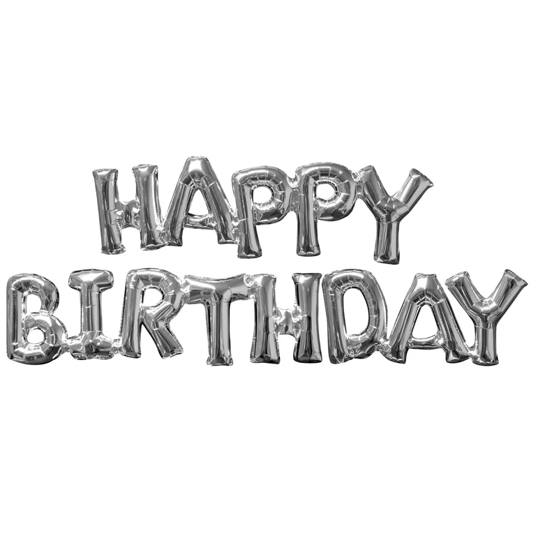 Phrase Happy Birthday Silver Foil Balloons