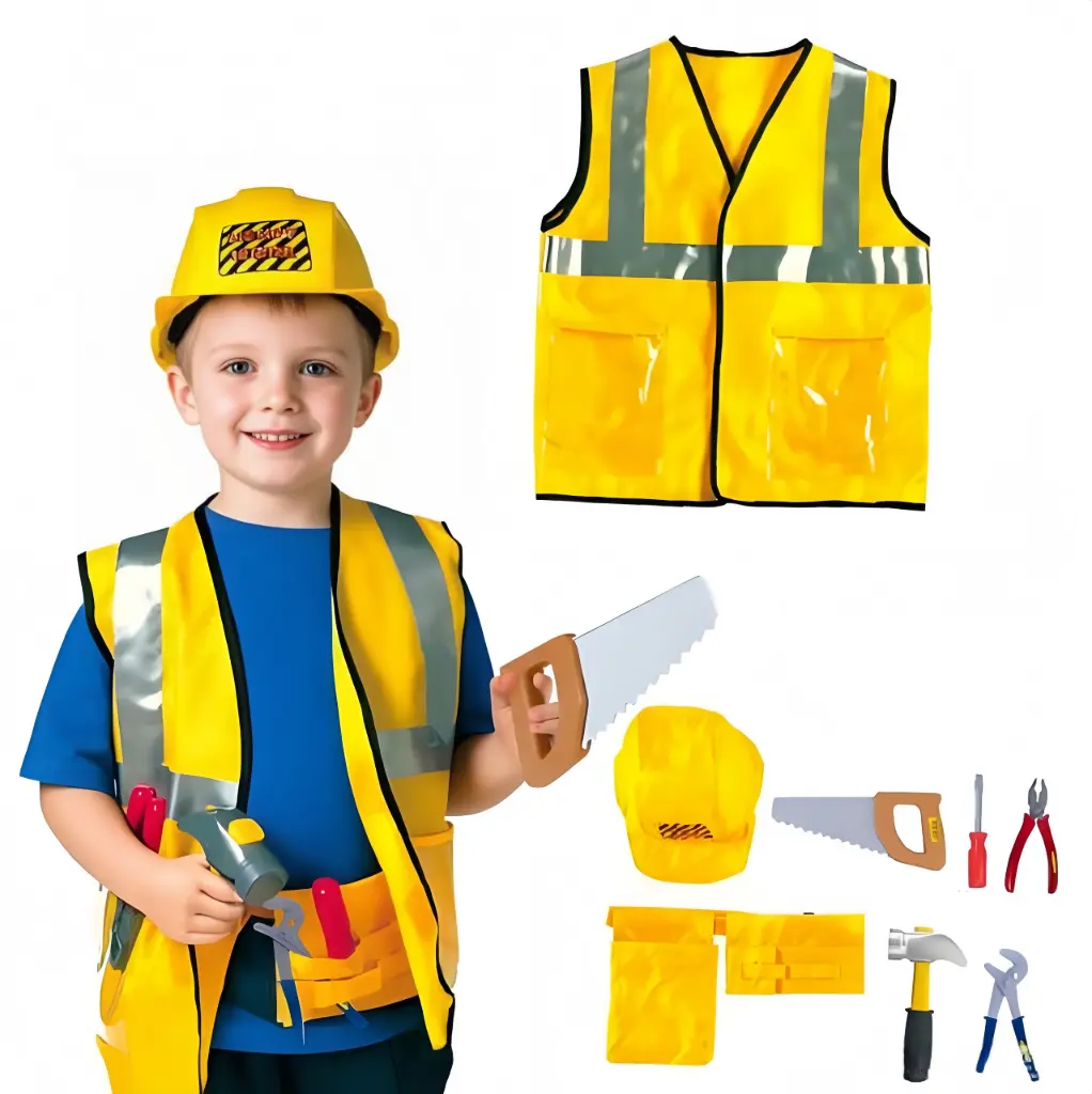 Little Builder Construction Worker Role Play Set for Kids (Ages 3-8)