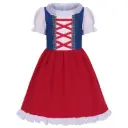 European Folk-Style Red Gingham Dress Costume