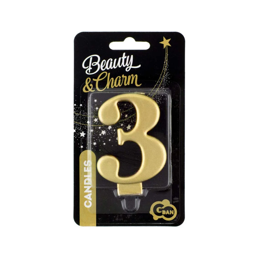 Godan Glitter Gold Candle Number 3
