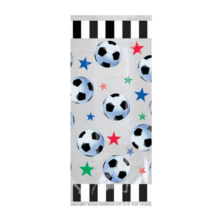 Soccer Theme Clear Cello Party Favor Bags 11.5in, 20ct