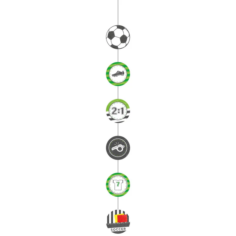 Kicker Soccer Party String Hanging Decorations, 4ct