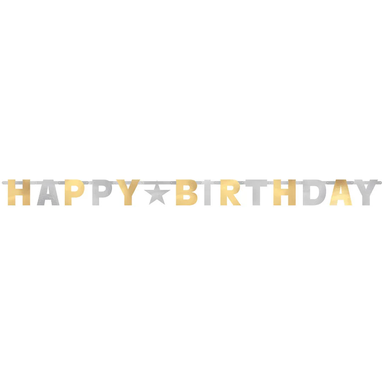 Happy Birthday Gold & Silver Foil Letter Banner