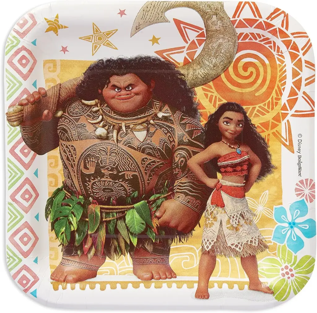 Disney Moana Square Paper Dessert Plates 7in, 8ct