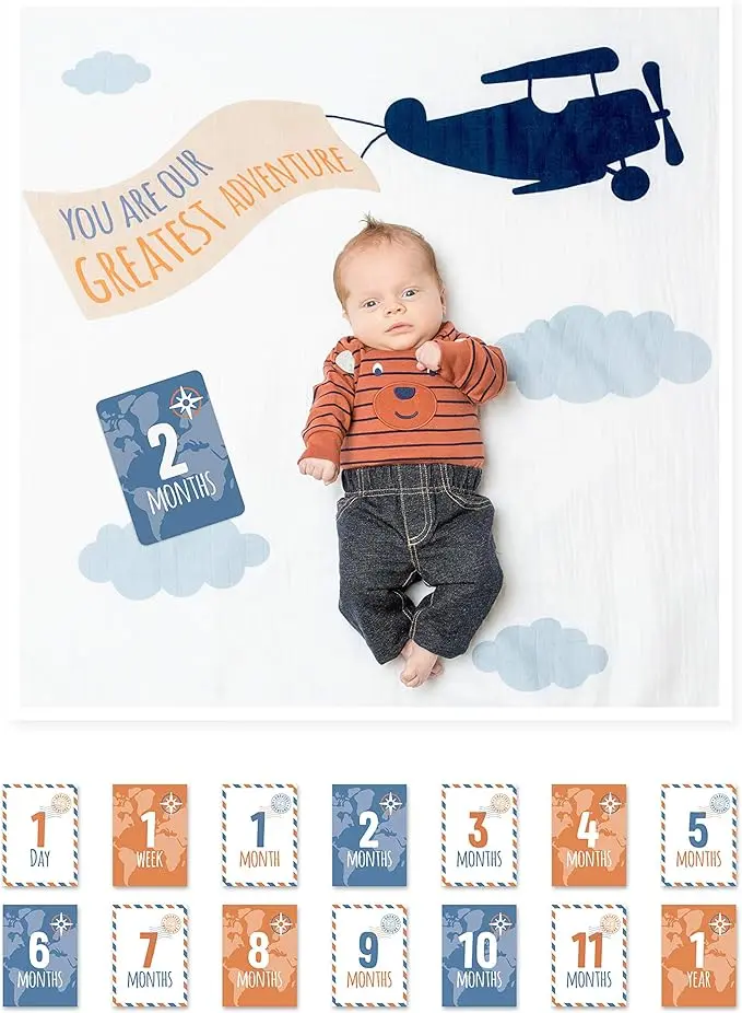 Baby'S First Year Blanket&Cards Set - Greatest Adventure