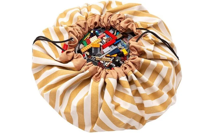 Playmat And Storage Bag – Stripes Mustard