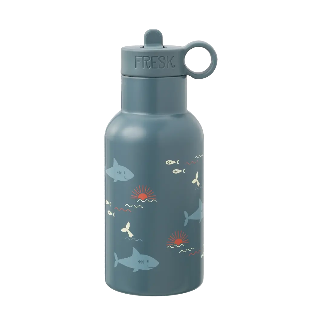 Fresk Insulated Water Bottle - Shark - 2 Lids (350 ml)