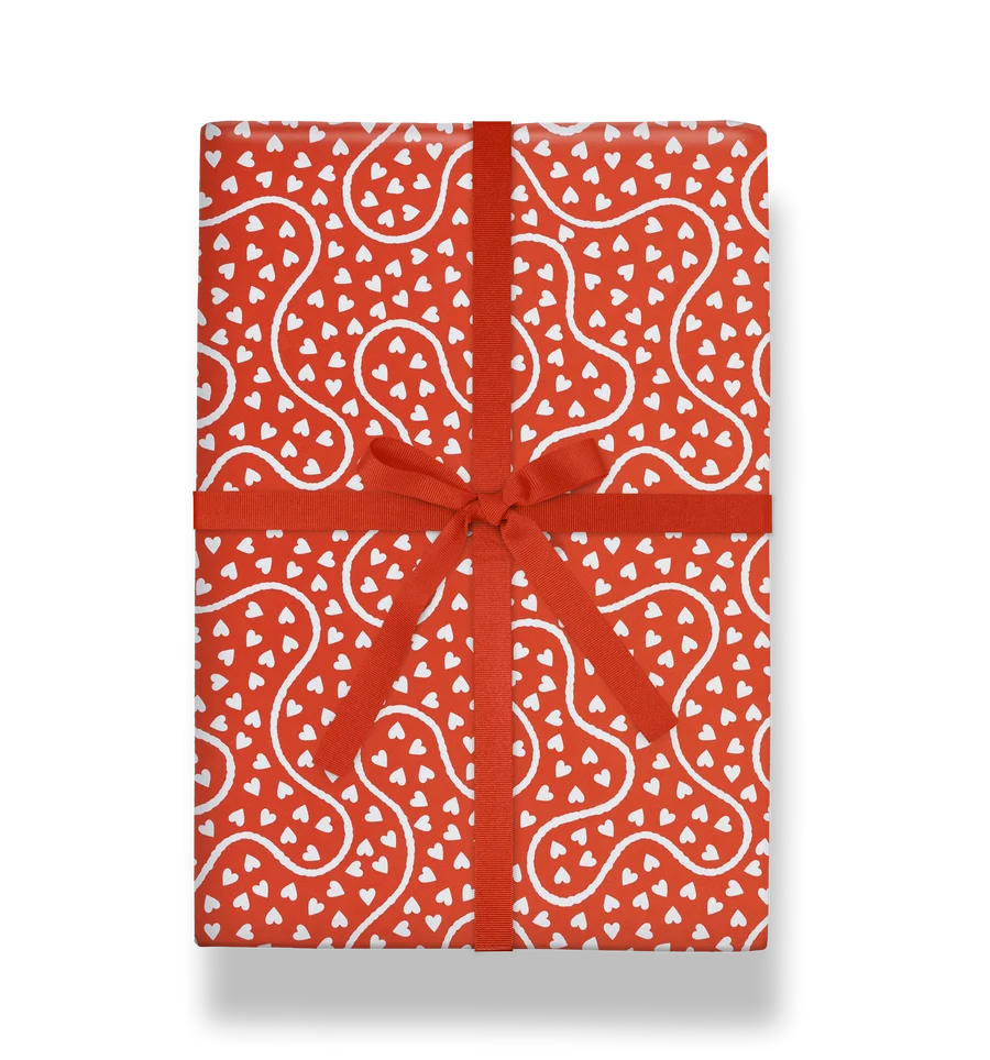 Valentine Squiggle Hearts Gift Wrap Sheet (70 x 50 cm)