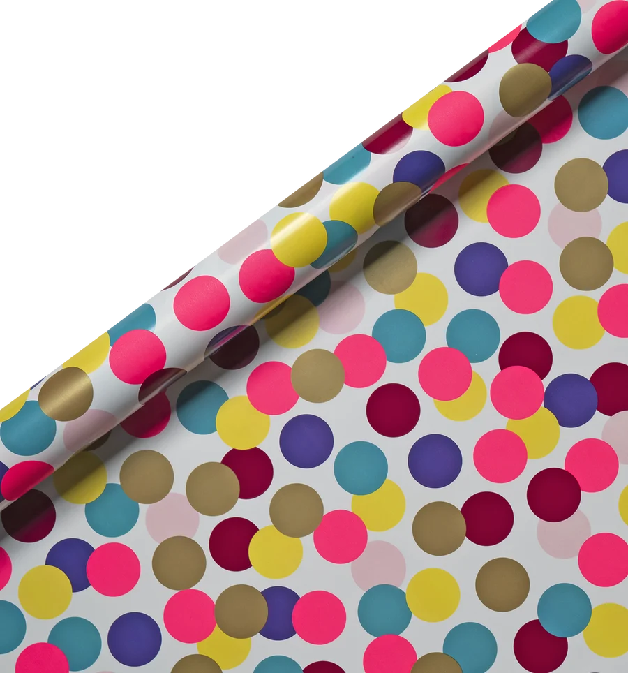 Shiki Polka Dot Confetti Roll Wrap, 3 Metres