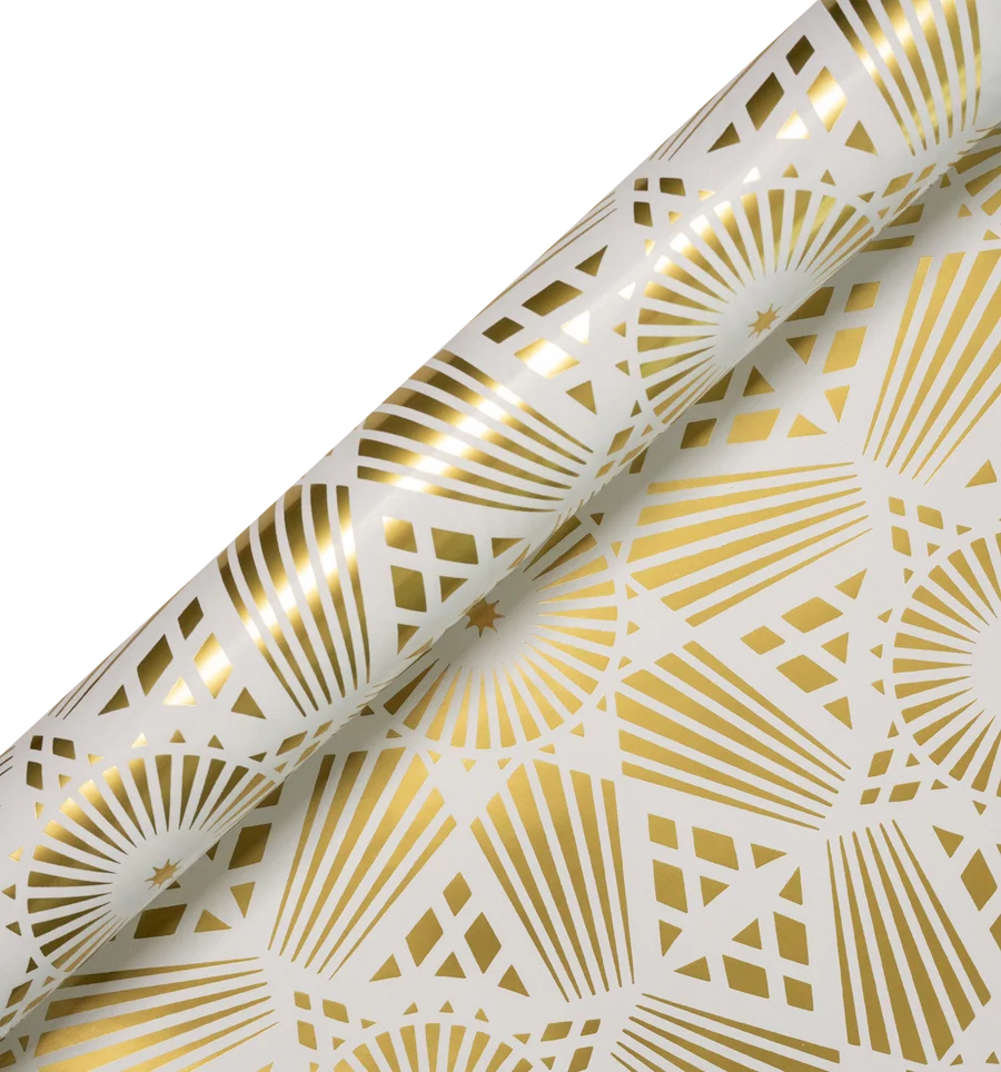 Starsky Christmas Decorative Gold Foiled Roll Wrap, 3 Metres