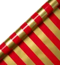 Roll Wrap 3 Meters-Red & Gold Stripe Foiled 