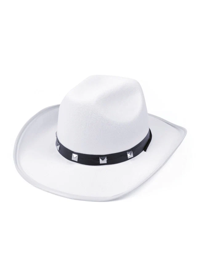 White Studded Felt Cowboy Costume Hat