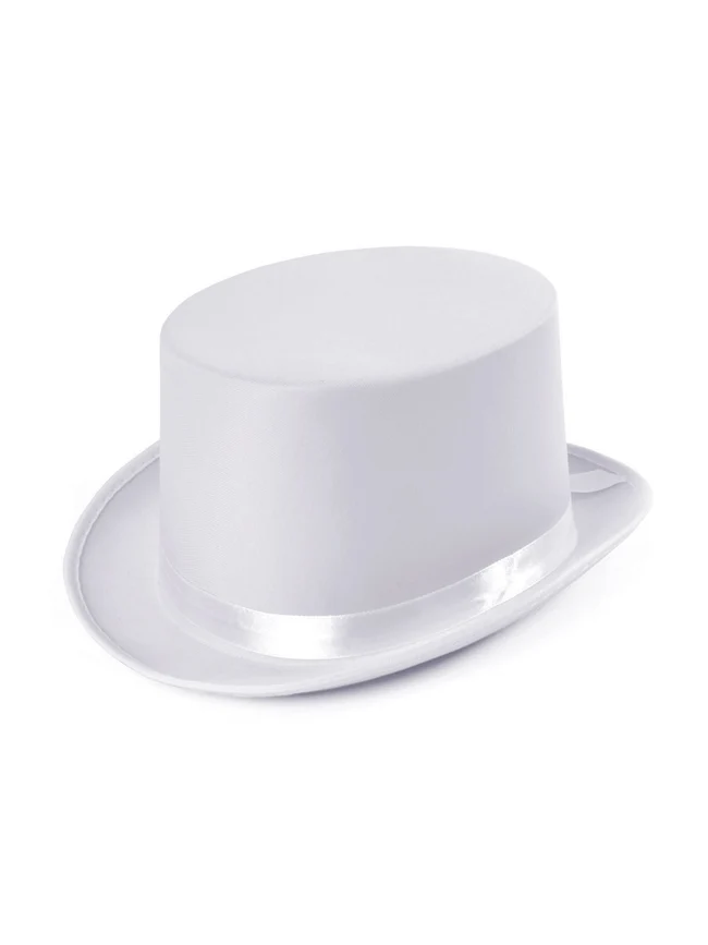 White Satin-Look Costume Top Hat