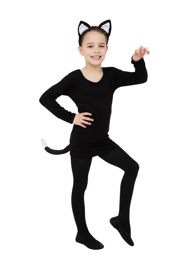 Black Cat Ears and Tail Costume Set