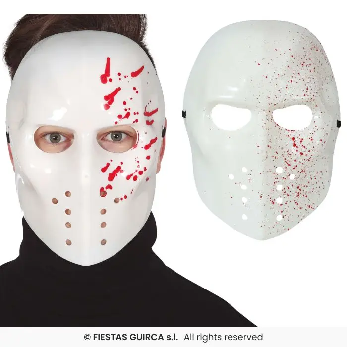 Bloody Hockey Killer Mask, White PVC