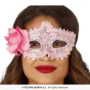 Pink Masquerade Eye Mask with Flowers