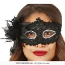 Black Masquerade Eye Mask with Flowers