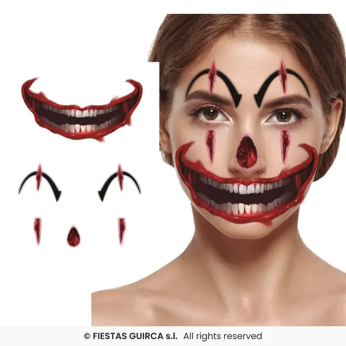 Clown Face Temporary Tattoo, 14x30 cm