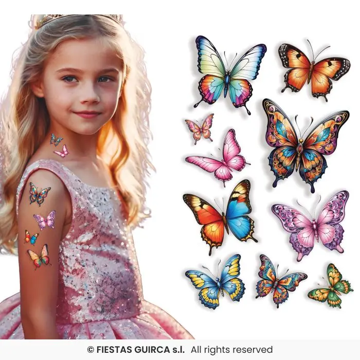 Butterfly Temporary Tattoo Sheet, 14x30 cm