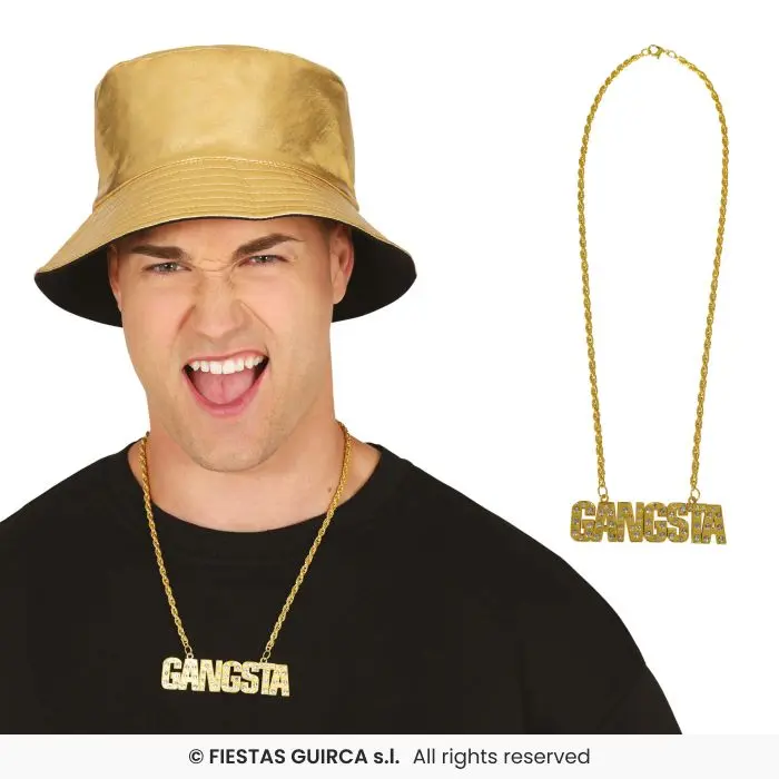قلادة معدنية ذهبية Gangsta - للكبار