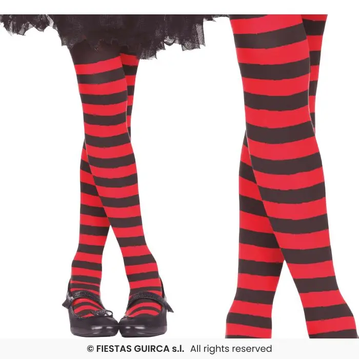 Kids Red Striped Tights