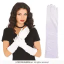 White Ruched Long Gloves, 40 cm