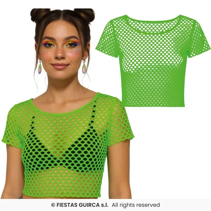 Neon Green Fishnet T-Shirt