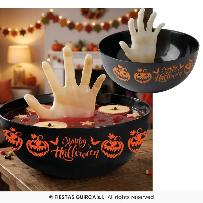 Happy Halloween Candy Bowl with Zombie Hand, 25 cm