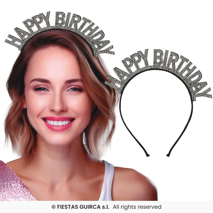 Happy Birthday Silver Headband