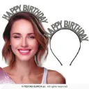 طوق رأس Happy Birthday فضي