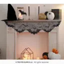 غطاء دانتيل أسود بخفافيش للمدفأة - 200×50 سم