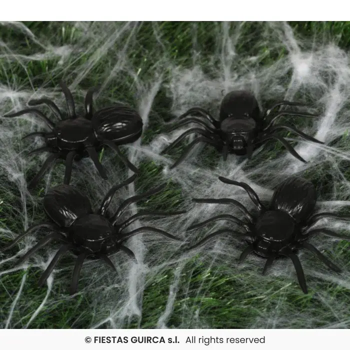 Plastic Spiders, Set of 4 (10 cm)