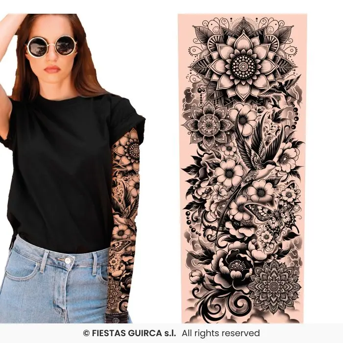 Tattoo Print Sleeves, Black & White - Adult