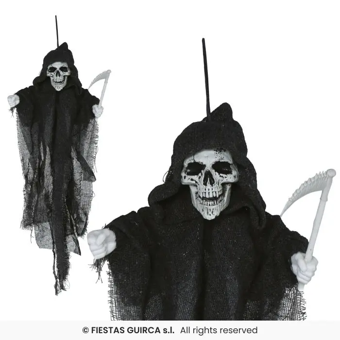 Hanging Skeleton with Scythe Decoration