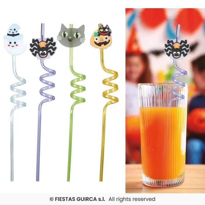 Halloween Straws, Pack of 4 (27 cm)