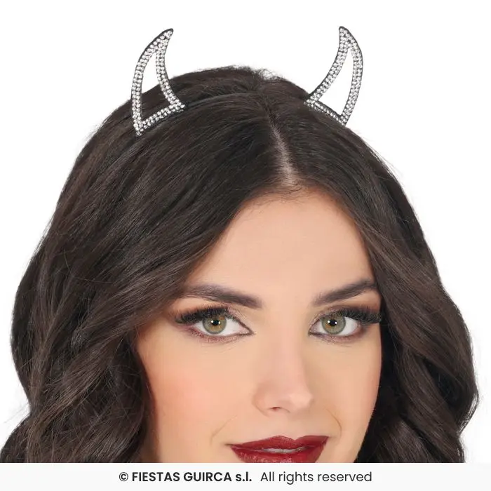 Shiny Silver Devil Horns Headband