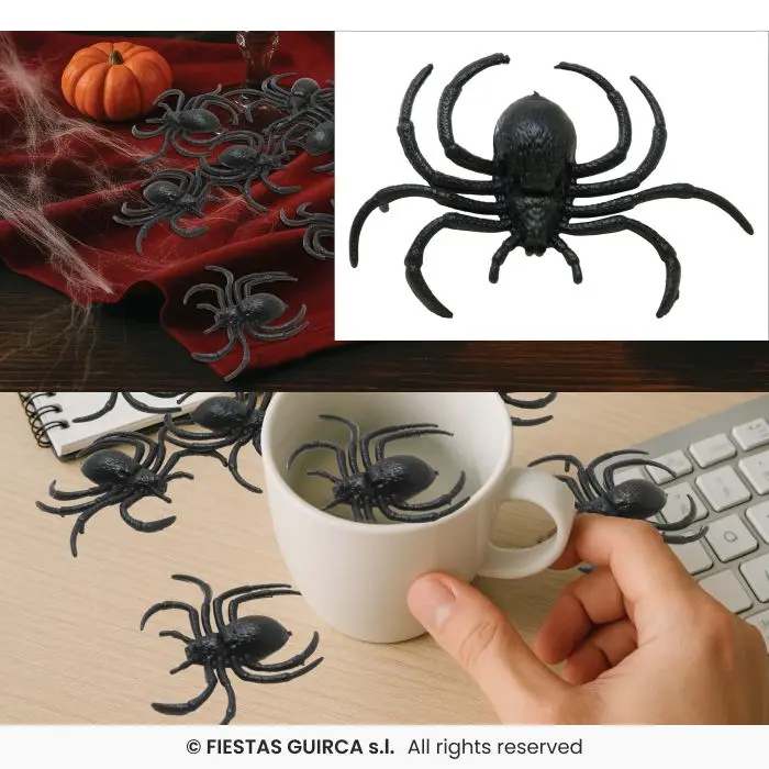 Plastic Spiders, Bag of 12 (7 cm)