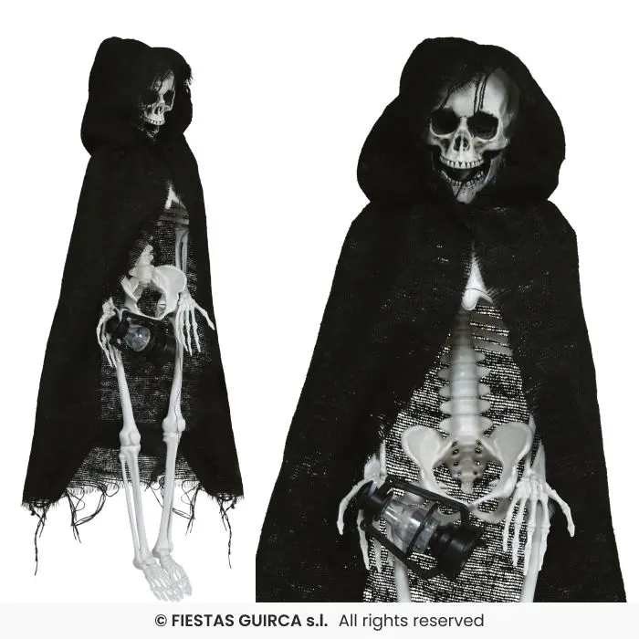 Hanging Skeleton with Black Tunic, 40 cm