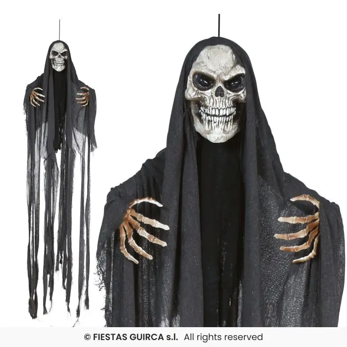 Hanging Robed Reaper Figure with Light & Sound, 210 cm