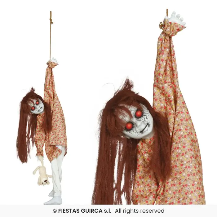 Hanging Scary Girl with Light, Sound & Movement, 90 cm