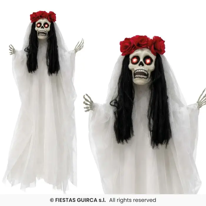 Hanging Skeleton Bride with Light, 125 cm