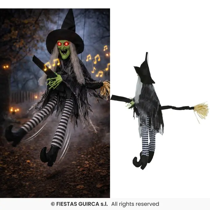 Hanging Witch with Light, Sound & Movement, 110 cm