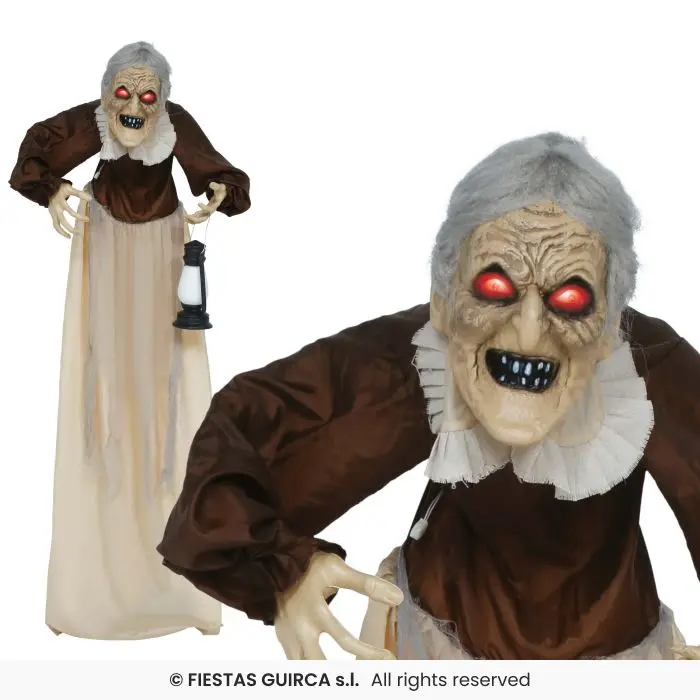 Animated Haunted Housekeeper with Stand, Light, Sound & Movement, 155 cm