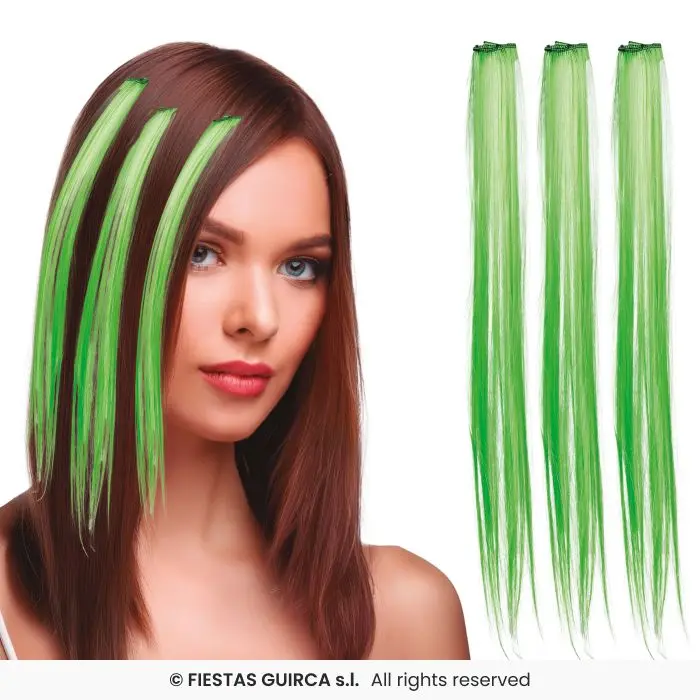 Green Clip-In Hair Extensions, Set of 3 (50 cm)